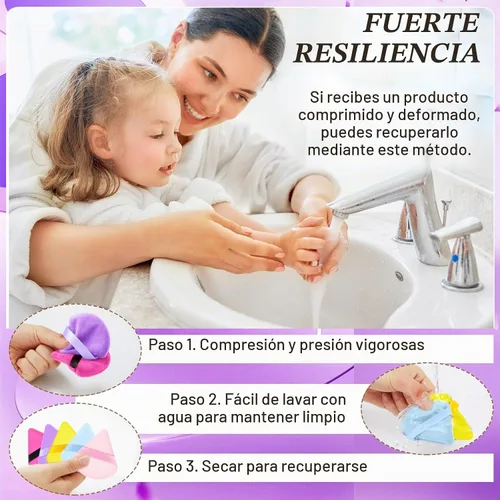 Vista 5 de Skylety 120 piezas de esponja de maquillaje triangular suave para polvo, esponja de belleza para polvo suelto, base cosmética, licuadora Bright