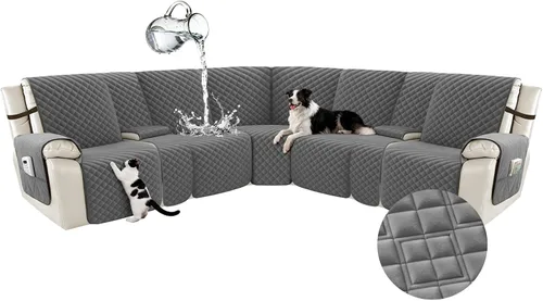 Vista 71 de Arfntevss Fundas para sofá seccional reclinable para sofá seccional en forma de L, funda antideslizante lavable para sofá reclinable con forma de L