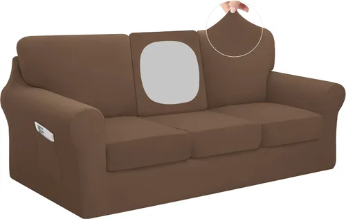 Vista 13 de Easy-Going - Funda elástica para sofá (7 piezas), tamaño XL, color negro Juego de funda de sofá lavable para 3 cojines de respaldo y asiento