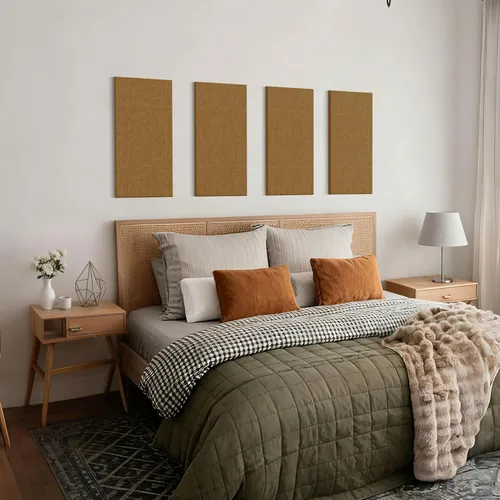 Vista 8 de 4 paneles acústicos, paneles acústicos de tela de 24 x 12 pulgadas para paredes, paneles autoadhesivos de absorción de sonido para el hogar