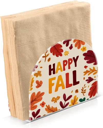 Vista 23 de Servilletero de otoño de gnomo negro para mesa, dispensadores de pañuelos acrílicos, servilleteros de cóctel para bodas, fiestas, eventos