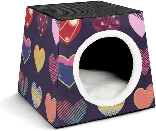 Vista 8 de Cama interior para gatos, sofá para gatos, cubo de gato impreso con almohada pequeña para gatitos, perros pequeños, bloques