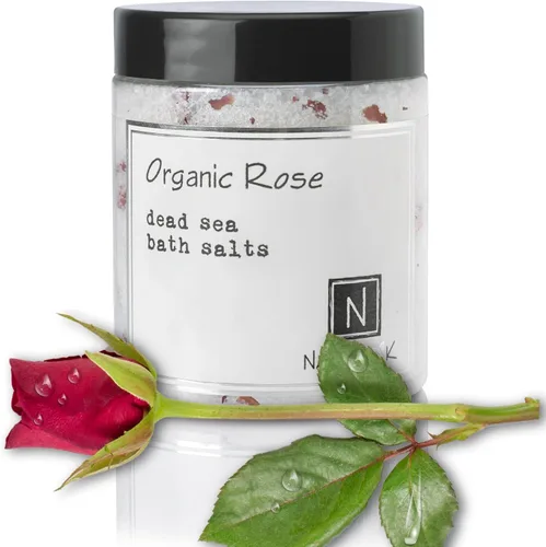 Vista 7 de Nabila K - Sales de baño orgánicas de manzanilla – Sal del Mar Muerto y sal de Epsom exfoliante y remojar – Exfolia e hidrata la piel, aceites