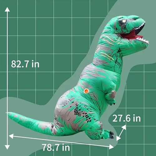 Vista 4 de Disfraz inflable de tiranosaurio para adultos, disfraz de dinosaurio de fantasía, disfraz de estegosaurio, disfraz para Halloween o cosplay
