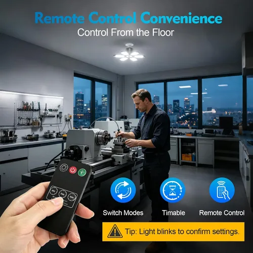 Vista 5 de TANBABY Luces de garaje con sensor de movimiento de 260 W, 30000 lm luces de tienda con control remoto 3 modos (encendido/apagado/automático)