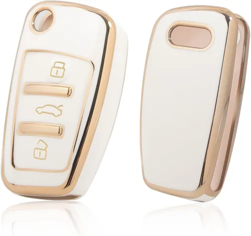 Vista 13 de Xotic Tech - Funda protectora de TPU con 3 botones de protección completa para llave sin llave, control remoto, con llavero compatible con Audi A3