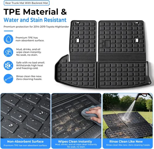 Vista 3 de Xipoo Alfombrilla de carga compatible con Toyota Highlander 2014-2019, alfombrilla de maletero para respaldo, forro de carga de repuesto