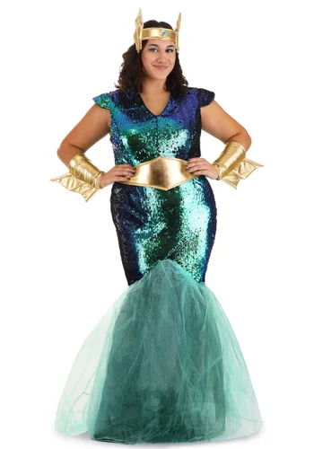 Vista 7 de Vestido de disfraz de sirena marina para mujer talla grande Multicolor