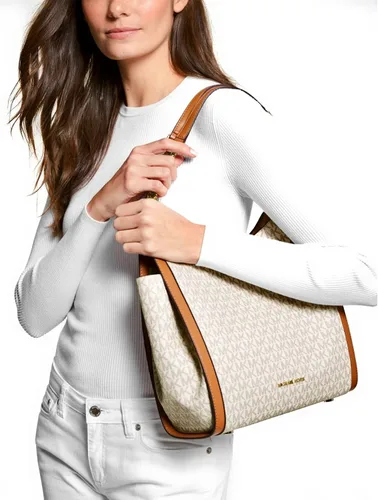 Vista 3 de MICHAEL Michael Kors Newbury Medium Chain Shoulder Tote (Brown Stud)