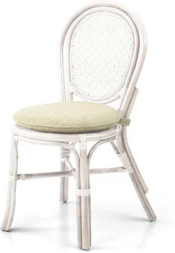 Vista 11 de Denver Dining - Silla auxiliar de mimbre hecha a mano con cojín color crema, ratán natural, colonial