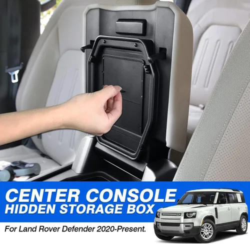 Vista 2 de Karltys Organizador Oculto de Consola Central para Accesorios Land Rover Defender Defender 90 110 130 2020-2025 2026 Caja de Almacenamiento Oculta