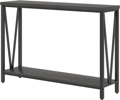 Vista 9 de Mesa consola para entrada, moderna mesa de sofá detrás del sofá, mesa de entrada estrecha para pasillo, sala de estar (industrial, gris oscuro)