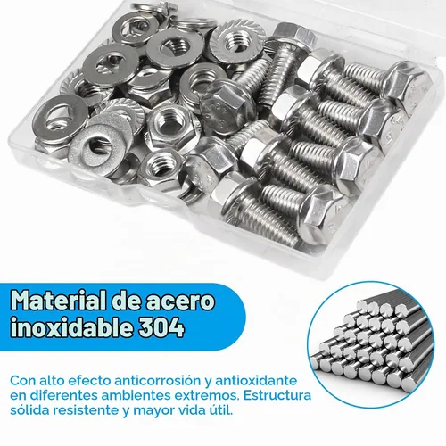 Vista 4 de 10 juegos de pernos de cabeza hexagonal con bridas de 5/16-18 x 3