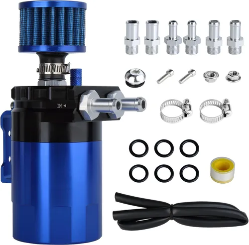 Vista 11 de Kit universal de captura de aceite para coche, tanque de depósito automotriz desconcertado polaco de 10.1 fl oz con respiradero de aluminio compacto