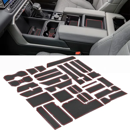 Vista 10 de Forro personalizado para accesorios Toyota Tundra 2022 2023 2024 2025 2026, insertos para portavasos, alfombrillas para consola central
