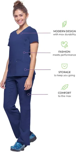 Vista 5 de Healing Hands, Purple Label Yoga 2245"Juliet, camisa de uniforme médico con cuelloe en V, para mujer