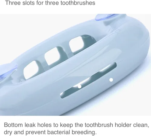 Vista 5 de Portacepillos de dientes Kawaii con cara de oso montado en la pared para baños, niños, adolescentes, niñas, dormitorio, colgante, ventosa, soporte