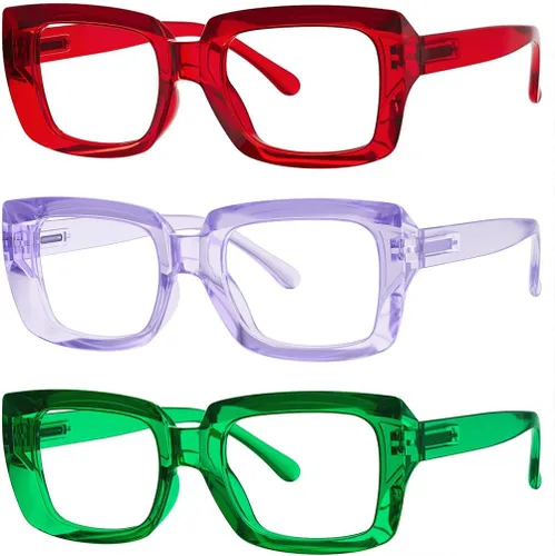 Vista 32 de Eyekepper - Juego de 4 gafas elegantes para mujer, anteojos cuadrados de gran tamaño para mujer