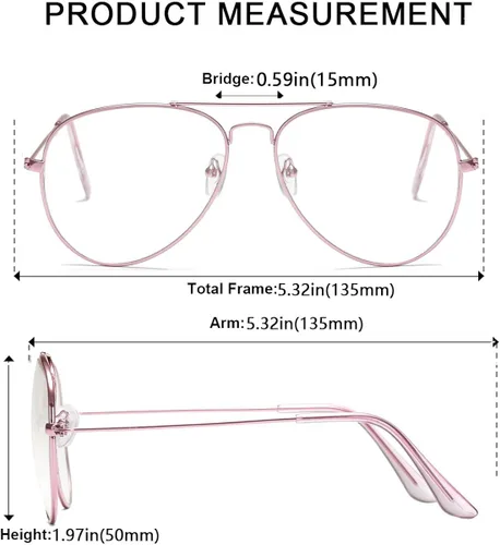 Vista 3 de AISSWZBER Lentes de aviador transparentes con marco de metal clásico prémium