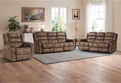 Vista 12 de EBELLO - Silla reclinable manual, sofá reclinable de tela suave con apoyabrazos y respaldo acolchado para sala de estar, dormitorio, color marrón
