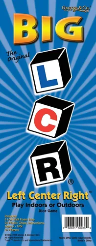 Vista 2 de LCR Juego de dados Big Left Center Right™ - Bolsa con cremallera (azul)