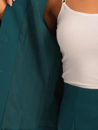 Vista 5 de Allegra K Conjuntos de negocios de 2 piezas para mujer, blazer sin cuello y falda de lápiz formal