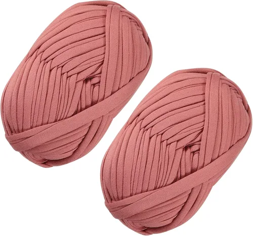 Vista 50 de 2 piezas de tela elástica para camisetas, hilo de crochet para tejer DIY, hilo de punto grueso tipo espagueti para proyectos de bolsos, mantas Aqua