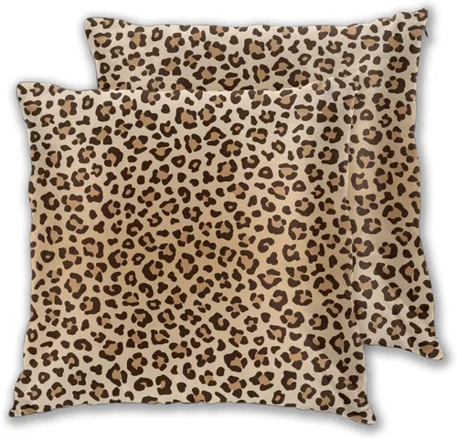 Vista 8 de Perinsto Juego de 2 fundas de almohada con estampado de leopardo, fundas de almohada decorativas con textura de piel de animal, fundas de cojín