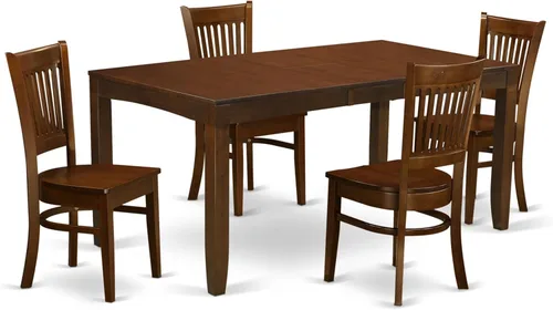Vista 13 de East West Furniture LYVA5-ESP-C - Juego de mesa de cocina de 5 piezas para 4 personas, incluye una mesa de comedor rectangular con hojas de mariposa