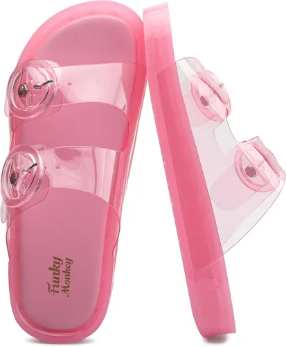 Vista 43 de FUNKYMONKEY - Sandalias bajas cómodas para mujer, hechas de etilvinilacetato, ajustables con hebilla doble