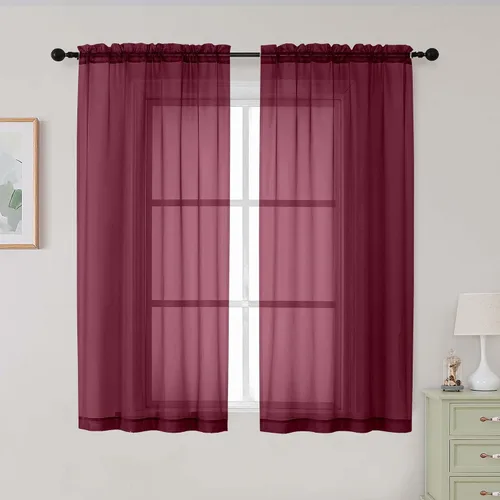 Vista 54 de 2 paneles de cortinas traslúcidas blancas para dormitorio, sala de estar, 96 pulgadas de largo, modernas, suaves, ligeras, con bolsillo para barra