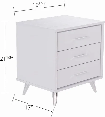 Vista 3 de SEI Furniture Oren - Mesita de noche con cajones, color blanco (AMZ2486FH)