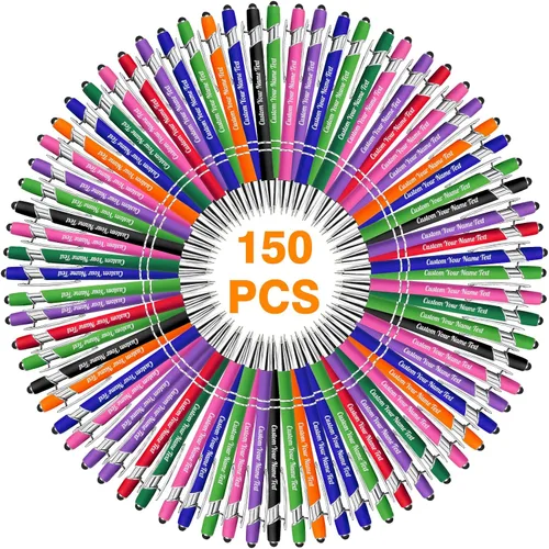 Vista 108 de Bolígrafo personalizado, 1 unidad, bolígrafo personalizado con logotipo de mensaje de nombre comercial grabado, lápiz digital de tinta negra suave