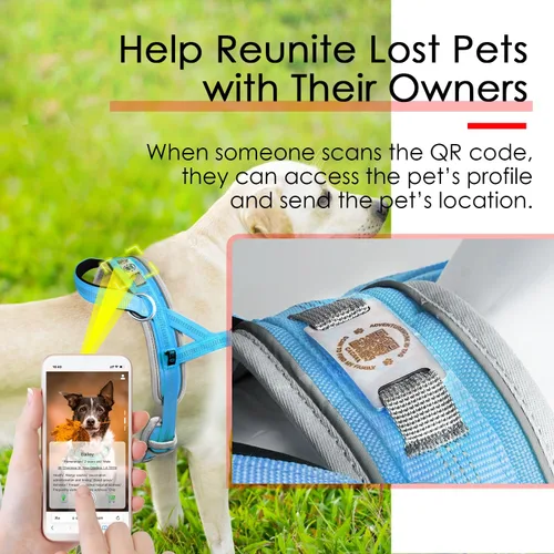 Vista 7 de ADVENTUREMORE Arnés para perro pequeño sin tirones con etiqueta de código QR, chaleco reflectante, asa de clip frontal para entrenar caminando