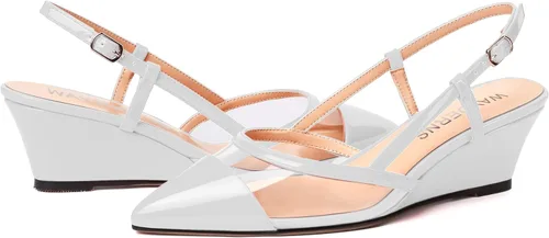 Vista 6 de WAYDERNS Zapatos de tacón bajo para mujer, con puntera puntiaguda, hebilla ajustable, tacón bajo, 2 pulgadas