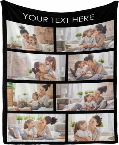 Vista 10 de InterestPrint Manta personalizada con texto y fotos, collage, regalo personalizado para cumpleaños, aniversario, boda, regalo personalizado