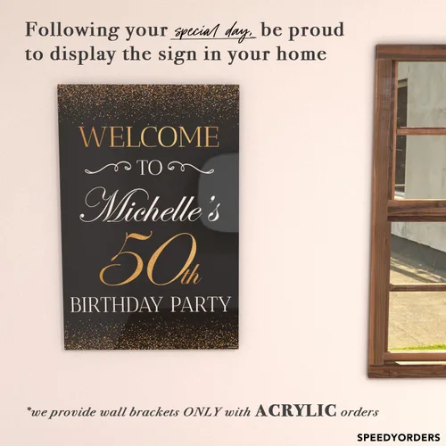 Vista 4 de Cartel personalizado para fiesta de bienvenida de 50 aniversario, 50 cumpleaños, 23.6 x 17.7 in, 35.8 x 23.6 in, 18.9 x 14.2 in, cartel