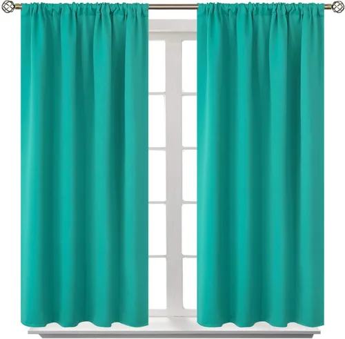 Vista 26 de KEMCO Cortinas opacas con pestaña trasera y bolsillo para barra, cortinas opacas con aislamiento térmico sólido para sala de estar, dormitorio