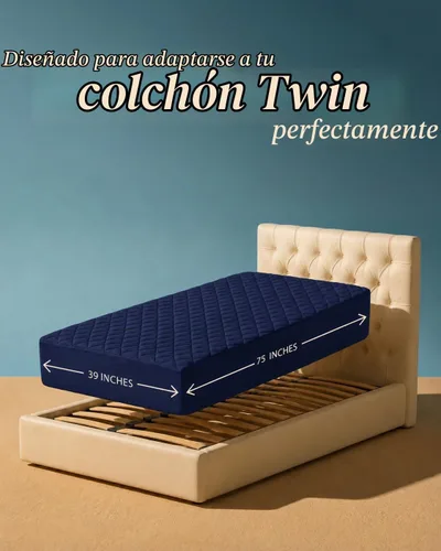 Vista 2 de Utopia Bedding - Cubrecolchón acolchado y ajustado, tamaño individual, protector y cubierta elástica para colchón con bolsillo profundo que se Azul