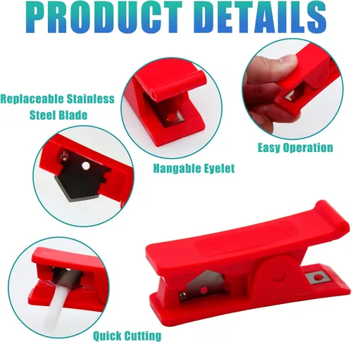 Vista 4 de Litoexpe 3 piezas de cortador de tubos de plástico PTFE, cortador de tubo rojo, cortador de manguera de tubo cuadrado para tubo de nailon PVC PU