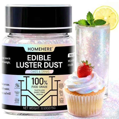 Vista 26 de HomeHere - Polvo comestible para tartas (7 g / 0.25 onzas), color dorado Azul