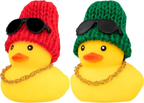 Vista 10 de wonuu Adornos de pato de goma, 2 piezas, decoración de tablero de instrumentos de pato amarillo con mini sombrero
