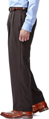 Vista 2 de Haggar E-clo Repreve Stria - Pantalón de vestir plisado frontal para hombre
