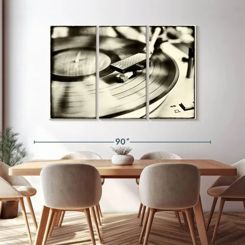 Vista 104 de Elephant Stock BW - Reproductor de discos de vinilo para pared, lienzo horizontal, decoración de pared de sala de estar de 3 piezas, impresión