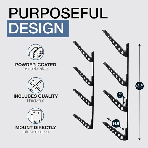 Vista 3 de StoreYourBoard - Soporte de pared para tabla de surf, 4 niveles para tabla de surf, soporte para tabla de surf, colgador de tabla de surf ajustable