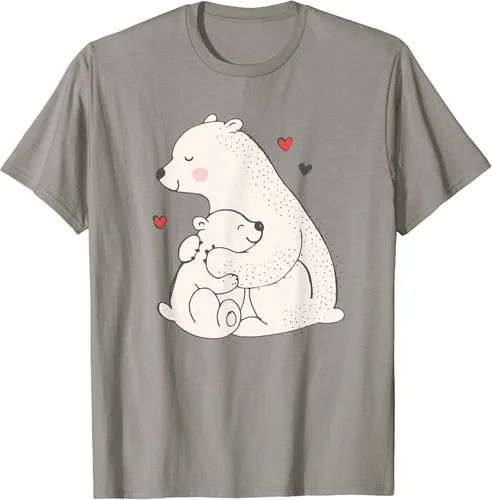 Vista 2 de Cute & regalo único de oso polar Mama & Baby Cub Love playera &, Azul (Heather blue)