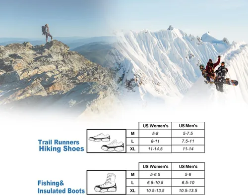 Vista 5 de Versión mejorada de crampones de tacos de hielo de tracción Walk, picos de acero inoxidable y silicona duradera, botas para senderismo en suelo