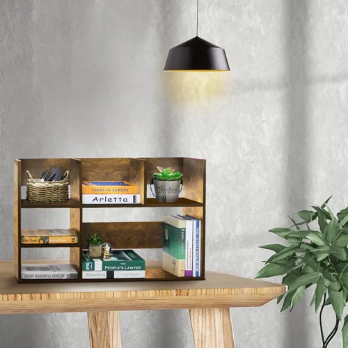 Vista 2 de TY ARTS & CULTURE - Organizador de almacenamiento de escritorio de madera, multiusos, estantería de escritorio, estante grande, estante de encimera