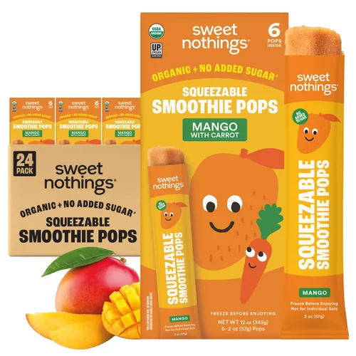 Vista 12 de Sweet Nothings Paletas de batido de zanahoria y mango, 12 paletas congeladoras, paletas de frutas y verduras, sin azúcar añadida, orgánicas USDA