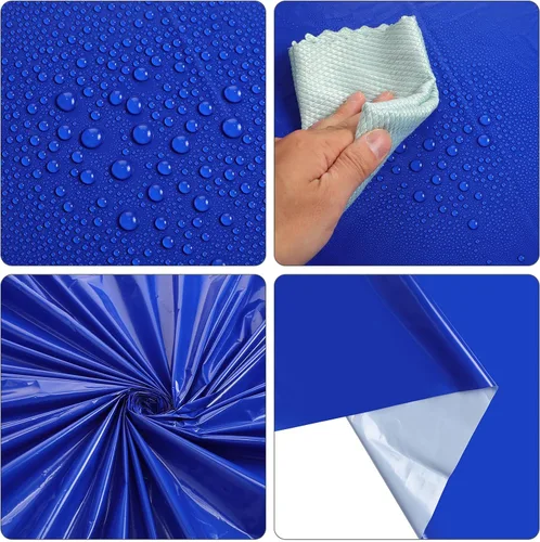 Vista 3 de Oudain 6 manteles de plástico desechables del 4 de julio, de 54 x 108 pulgadas, para mesas rectangulares, impermeables, para el día de la Azul